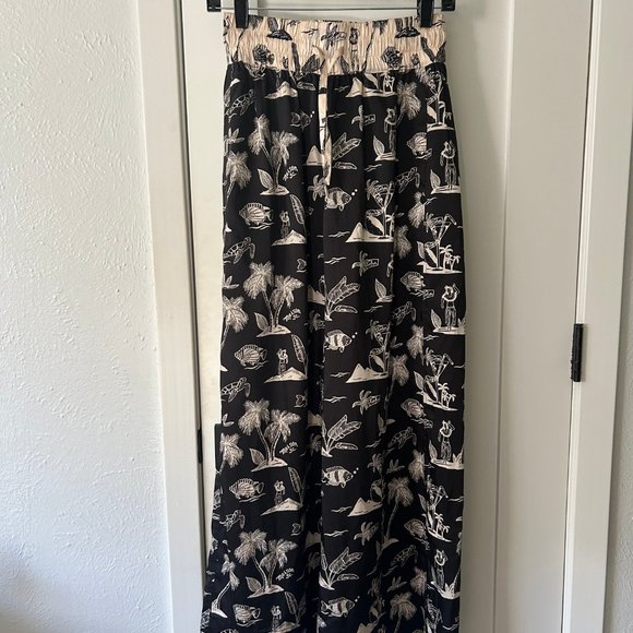 Scotch and Soda Wide Leg Pants Les Tropiques Black Cream Extra Small XS - Picture 6 of 12